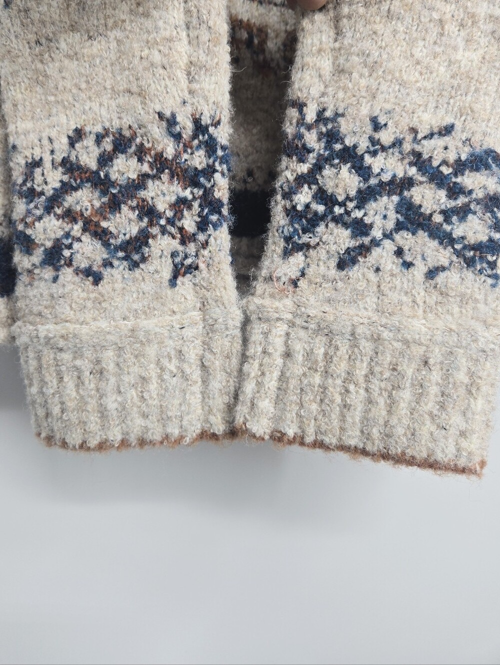 Pilcro Sweater Bird Mock Neck Beige With Navy Trim - Picture 11 of 16